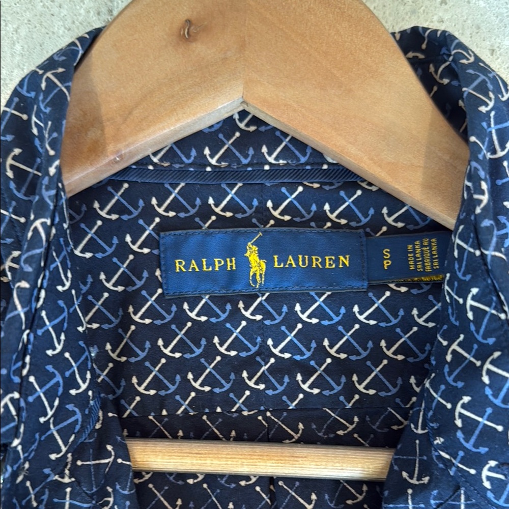 Ralph Lauren Blue Casual Button Down Shirt with Geometric Pattern - Picture 7 of 8